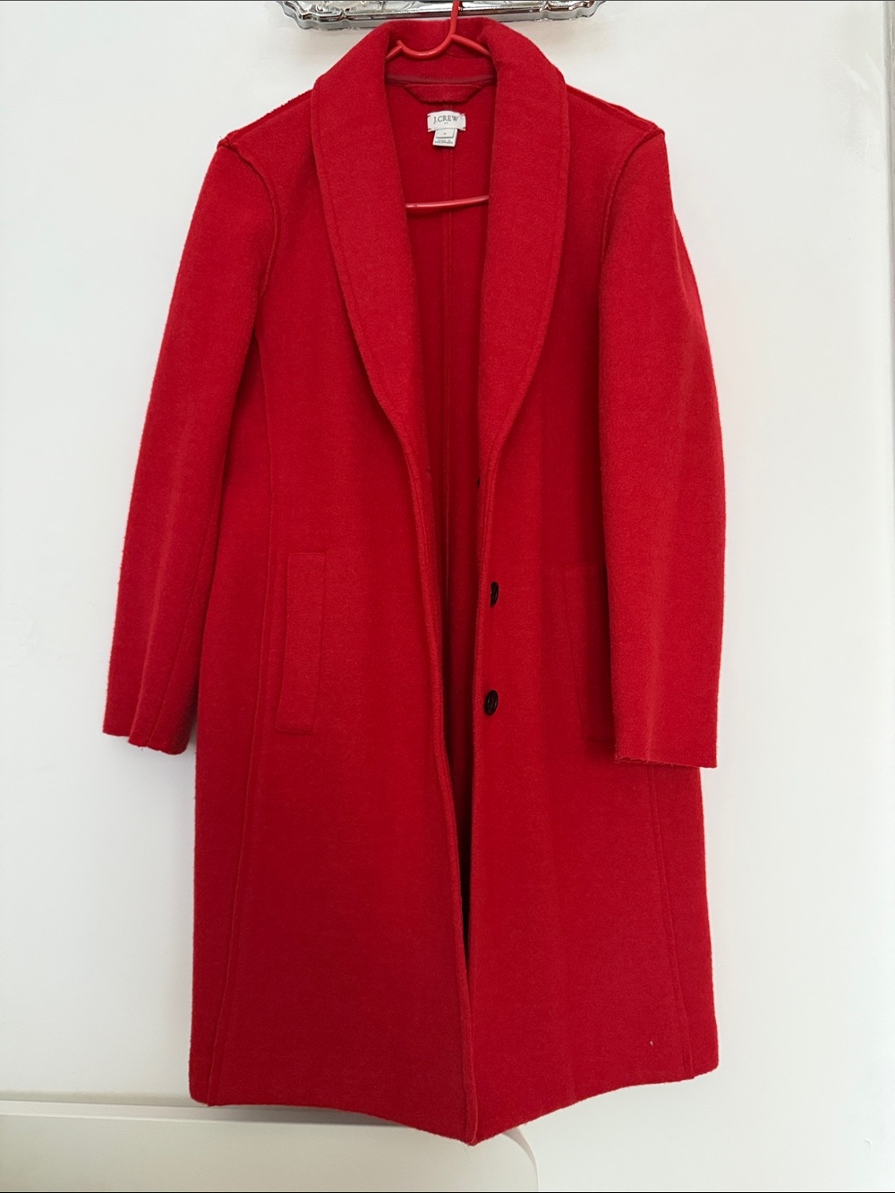 J. Crew Red Trench-Style Wool Coat